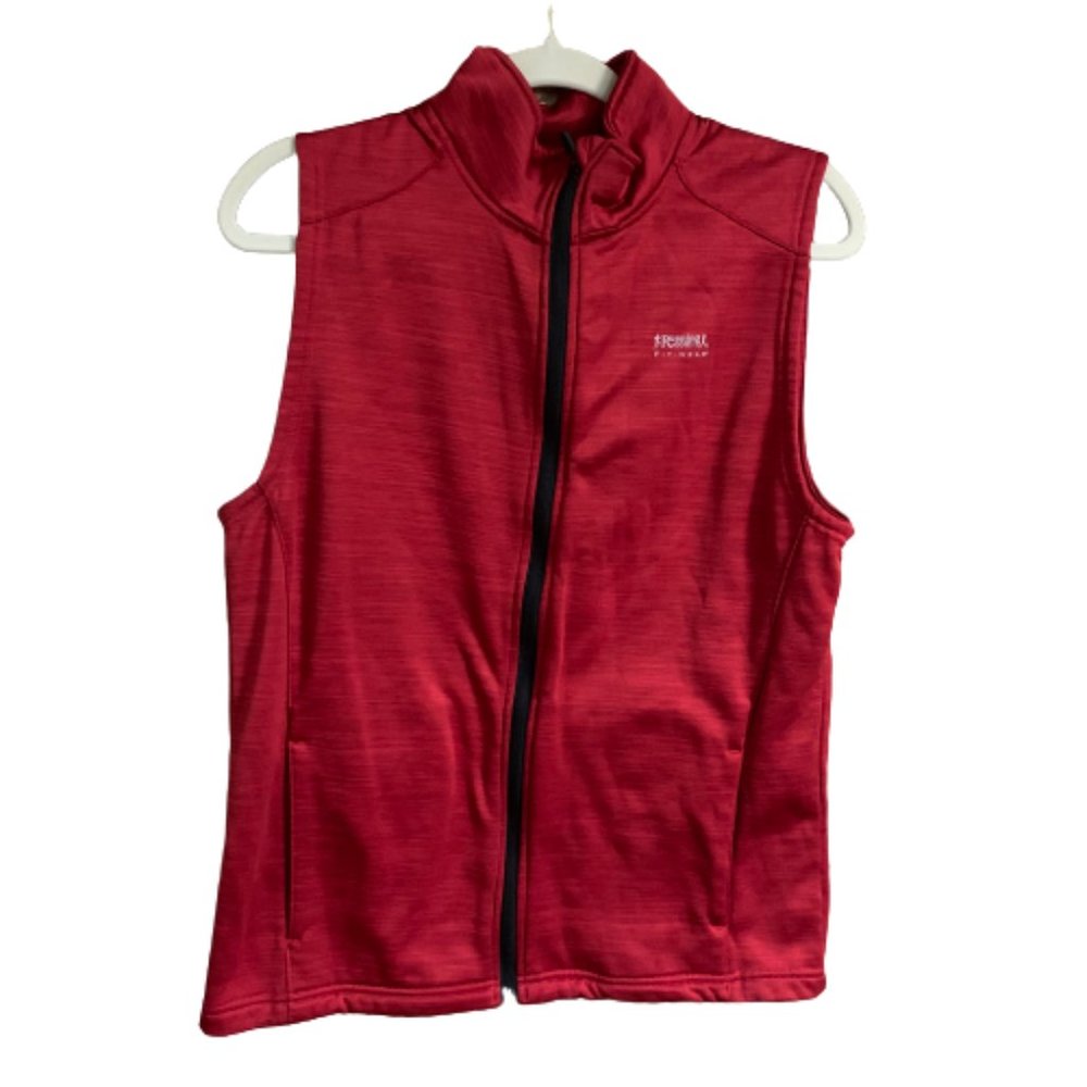Men's Running Room Fit-Wear Athletic Small Red Full Zip 100% Polyester Vest EUC
